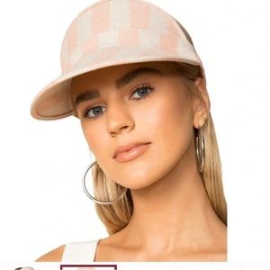 BRIXTON Monroe Pink & White LinenVisor - one size